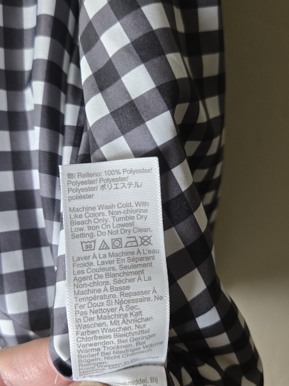J.Crew Factory Womens Black Quilted Vest Gingham Lined Gold Hardware XL - Picture 13 of 15